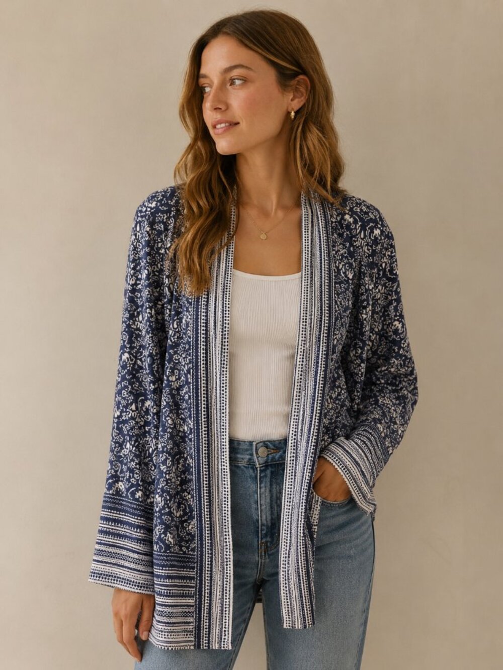 Anthropologie ONE SEPTEMBER Printed Pocono Cardigan